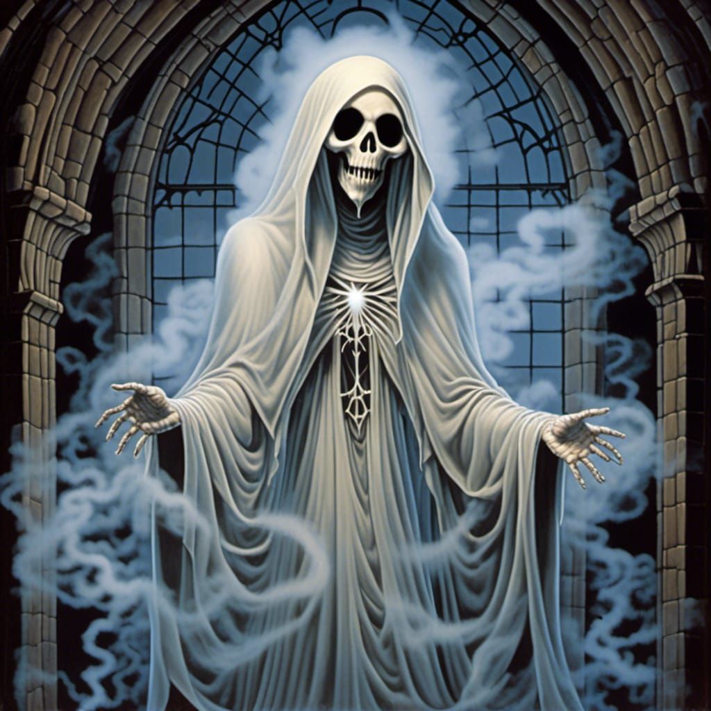 Ethereal Ghost in Smoke: Gothic Airbrush Painting