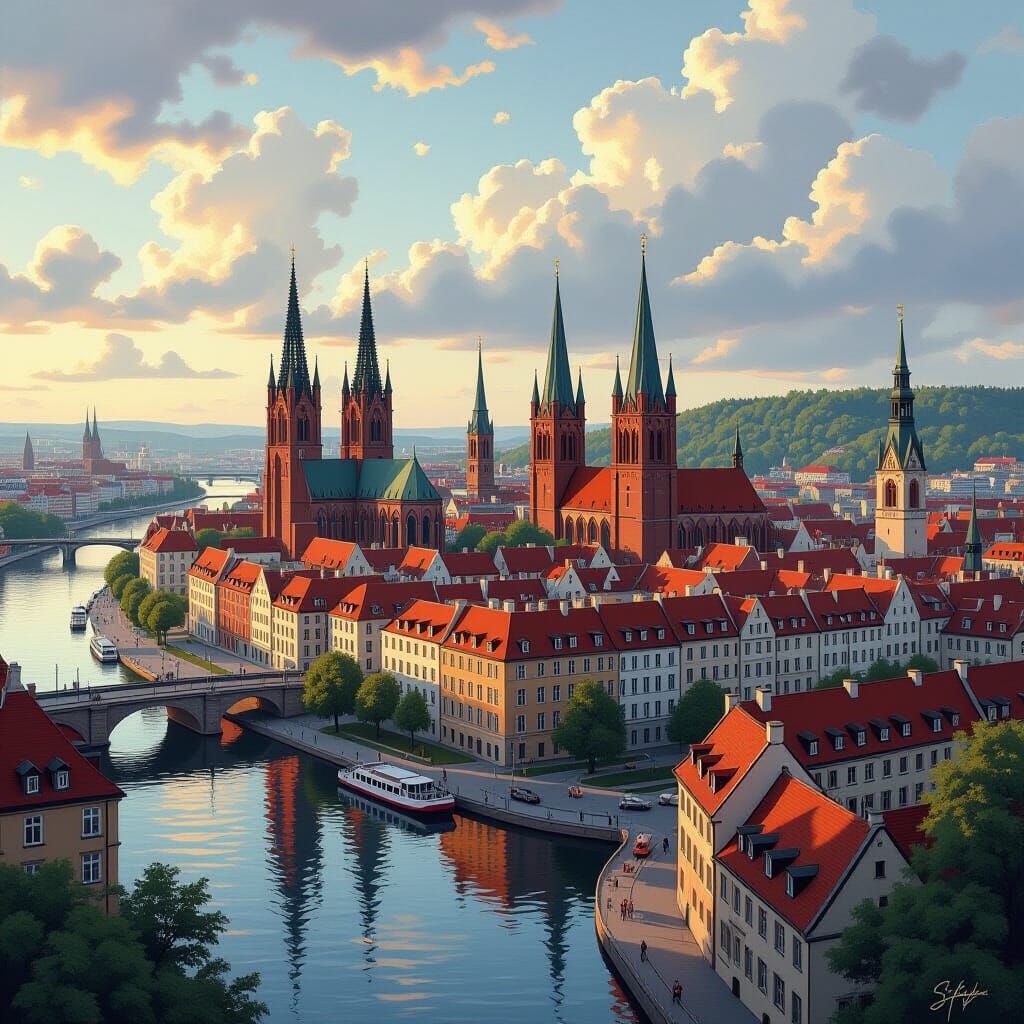 Königsberg Cityscape in Romantic Style