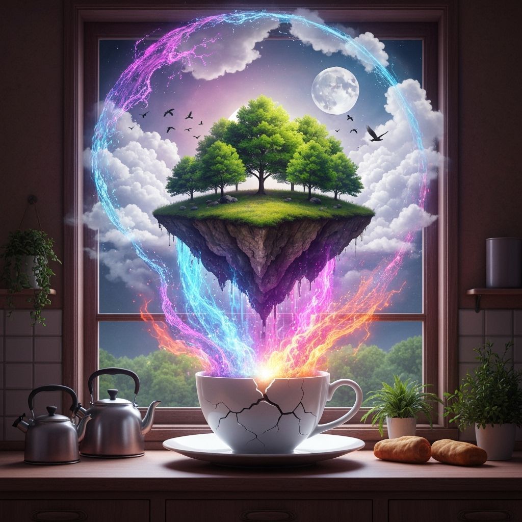 Surreal Teacup Island: A Digital Fantasy