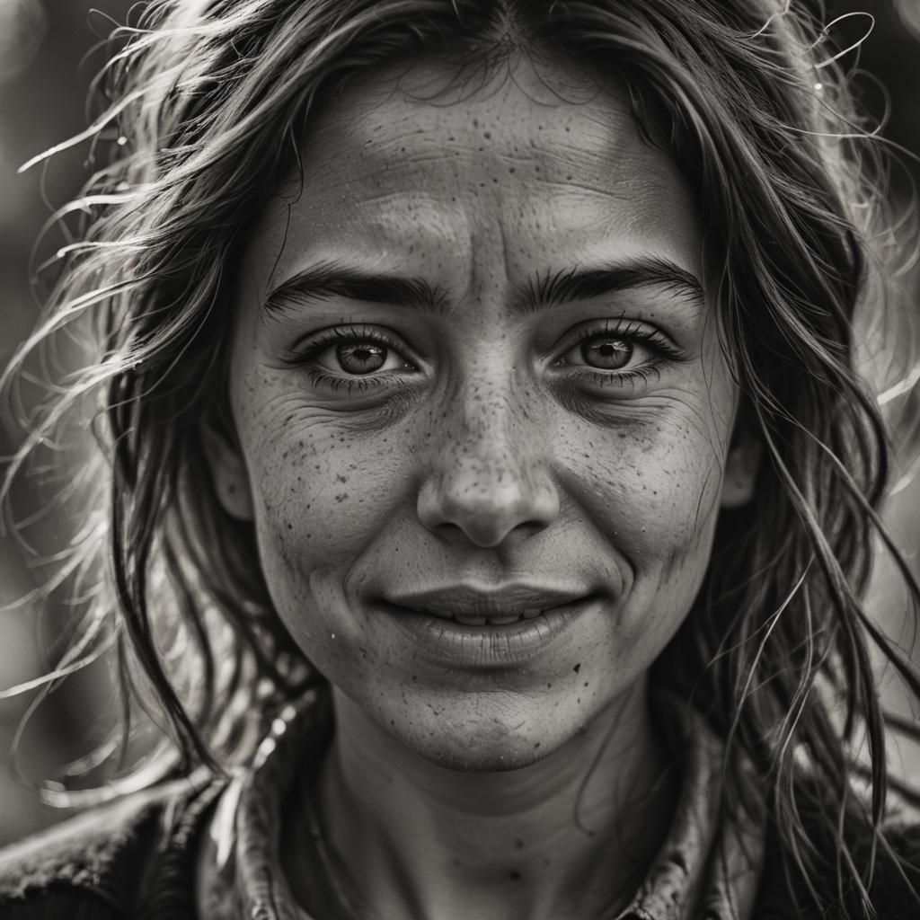 Portrait of Girl Transforming from Happy to Sad