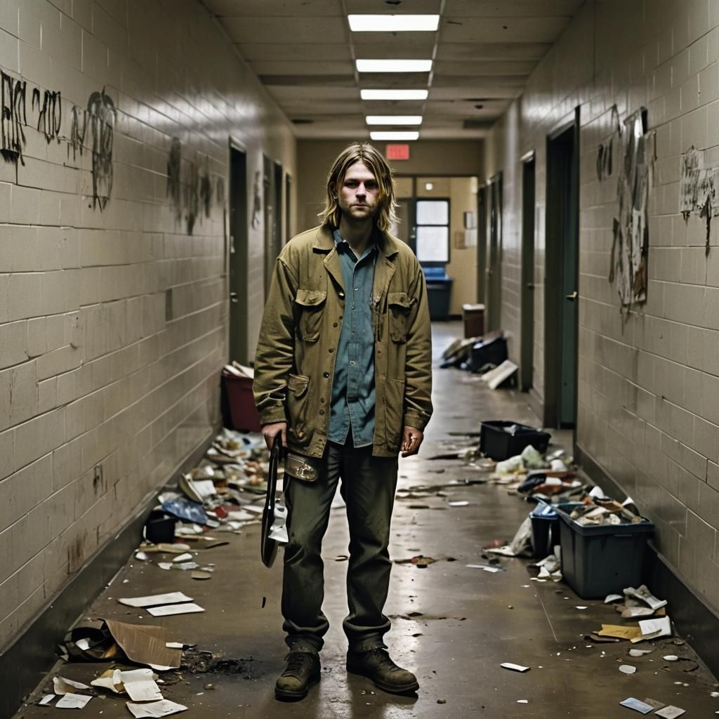 Melancholic Grunge Icon as Janitor: Comic Book Art