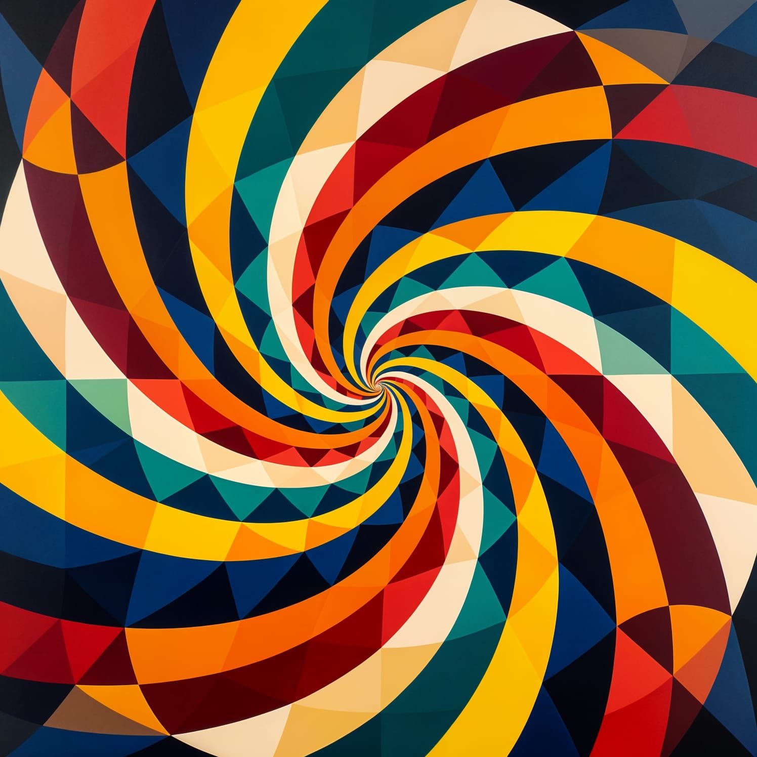 Geometric Kaleidoscope Art in Style of Mondrian and Kandinsk...