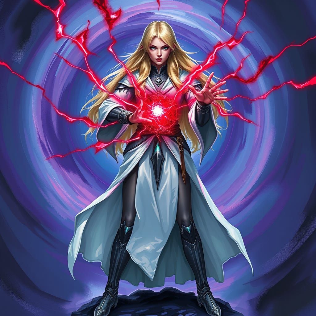 Mystical Blonde Warrior Defends Against Dark Energy