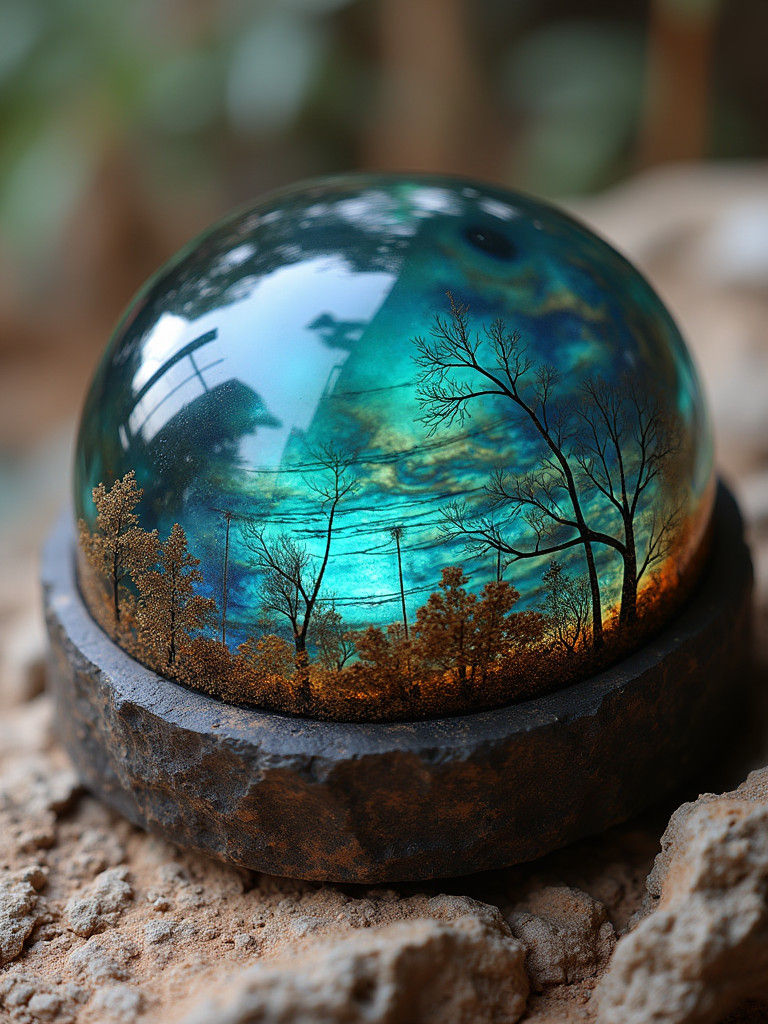 Lush Labradorite Landscape in Rhodochrosite Glass