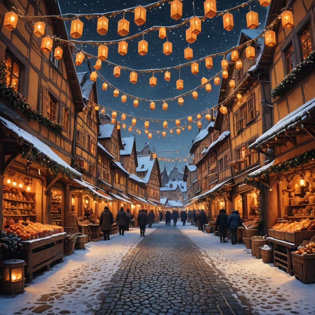 Christmas Market in Riquewihr: Fantasy Concept Art