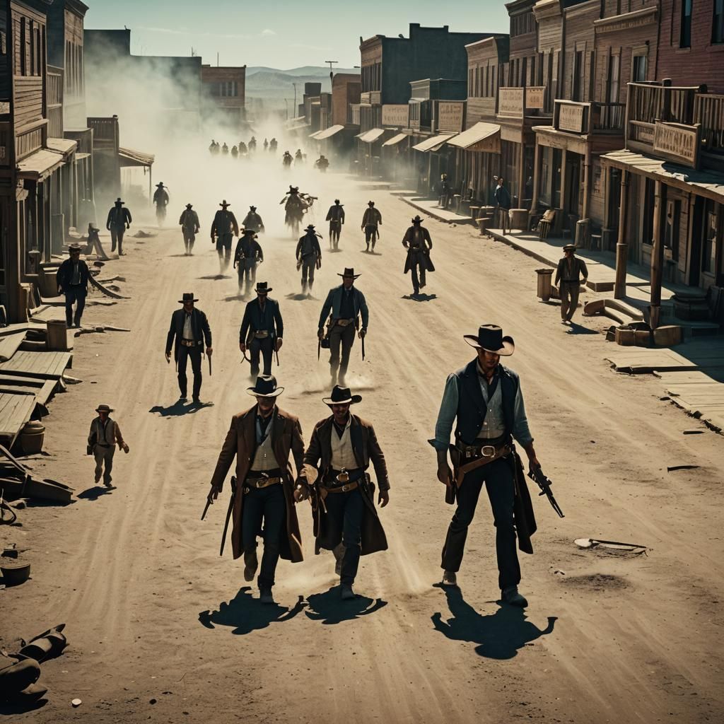 High Noon Western Gunfight Showdown in Cinematic Style