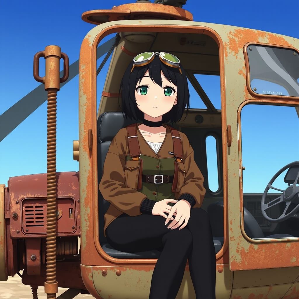 Anime Girl in Post-Apocalyptic Helicopter