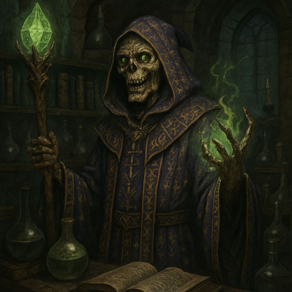 Undead Wizard in Rune-Covered Robe