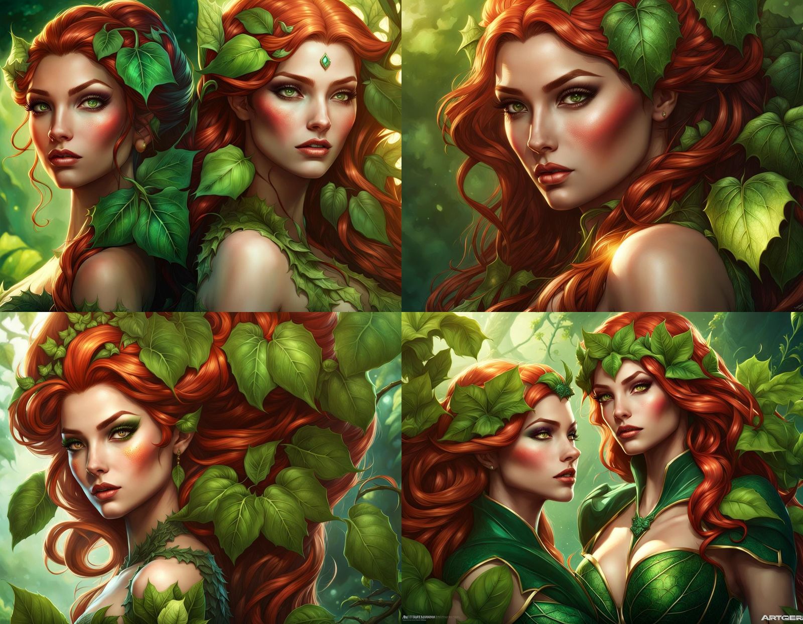 Poison Ivy as Summer Elf Druid: Fantasy Art