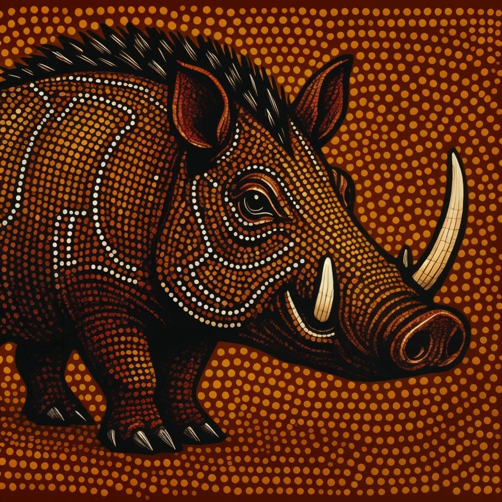 Australian Aboriginal Dot Art Razorback