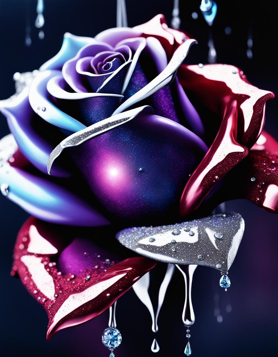 Metallic dripping rose