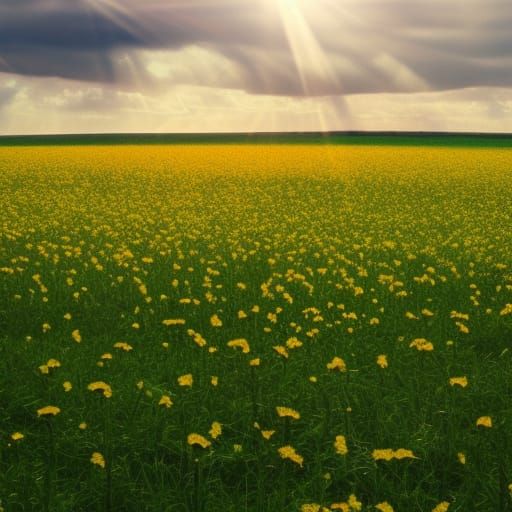 Sunlit Dollar Field in Divine Soft Focus