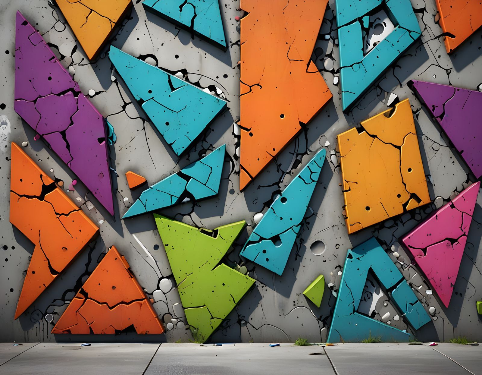 Urban Graffiti Art in High-Contrast, 3D Rendering