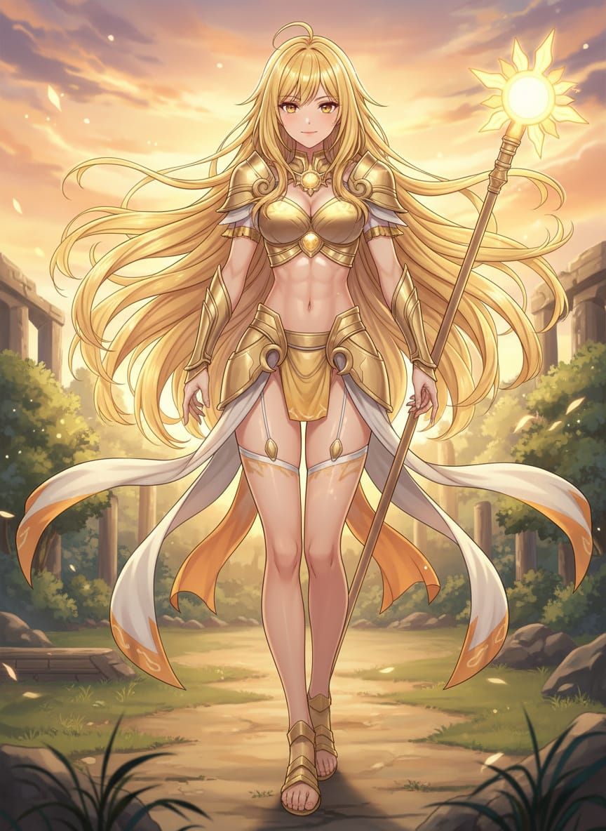 Blonde Goddess with Cascading Hair and Athletic Physique