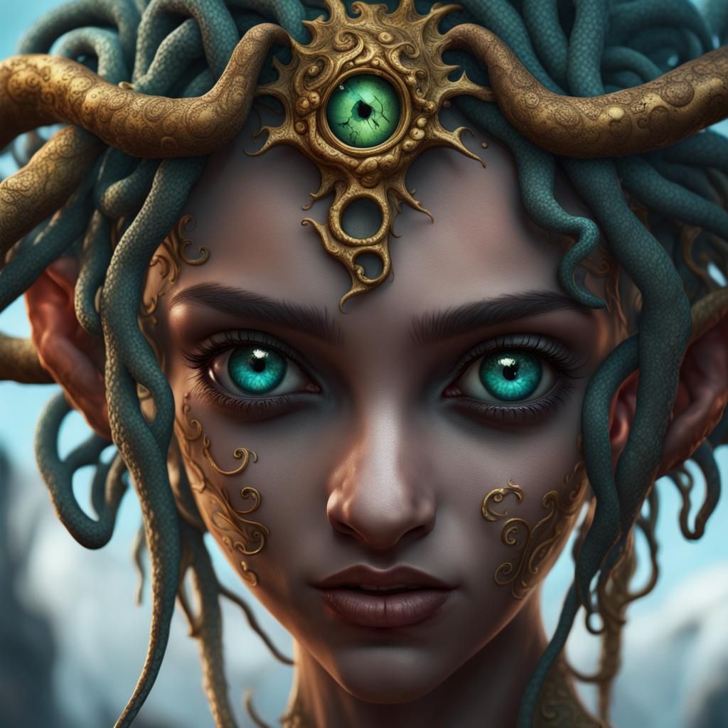 Medusa: Young Face with Tormented Eyes