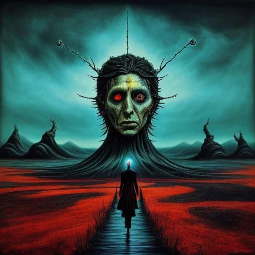 Woman in Surreal Molecular Realm: A Digital Masterpiece