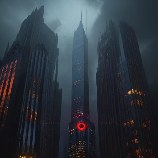 Spiderman on Gothic Skyscraper: Oil Painting Concept Art