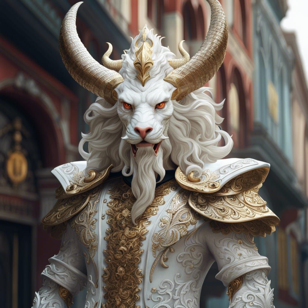 Rococo Gothic Manticore Portrait in Photorealism Style