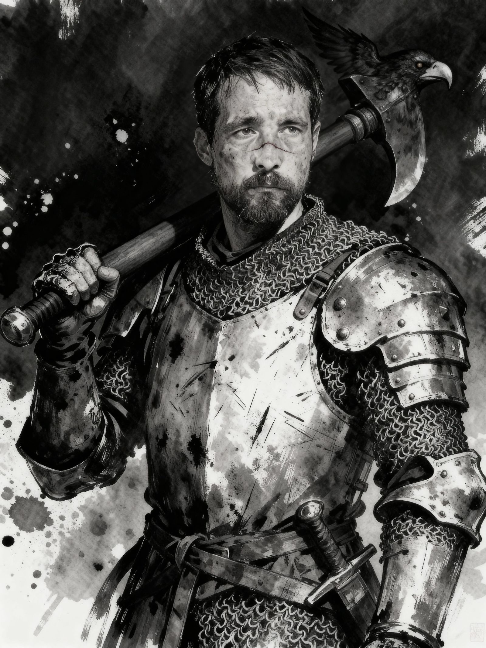 Character Wields Raven Beak Warhammer