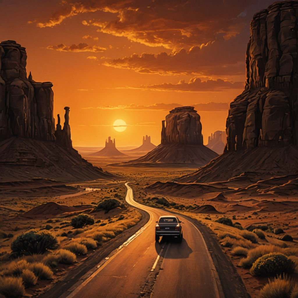 Hyperrealistic Sunset over Monument Valley in Southern Utah
