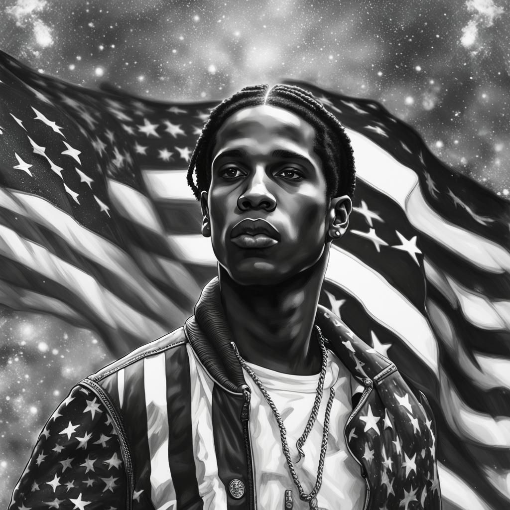 A$AP Rocky with American Flag in Astral Art