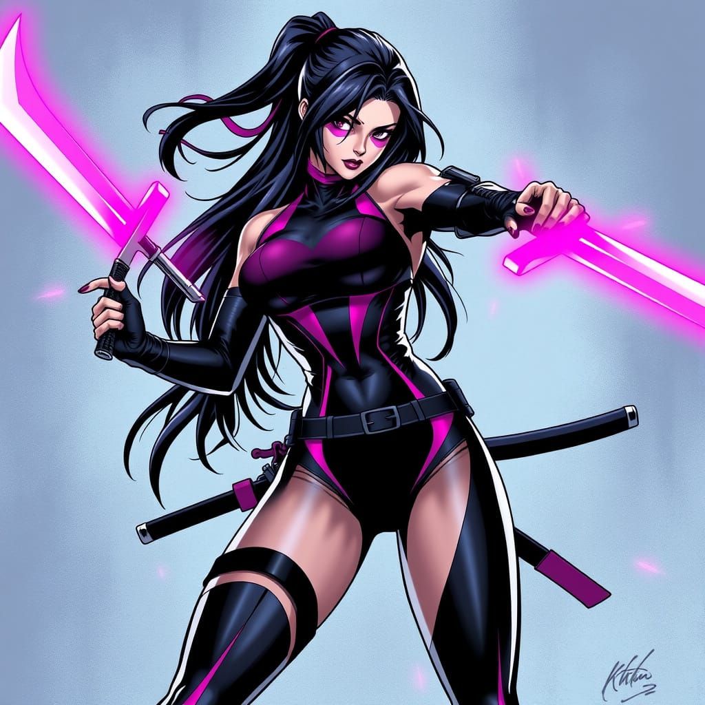 Psylocke with Psychic Blade and Katana