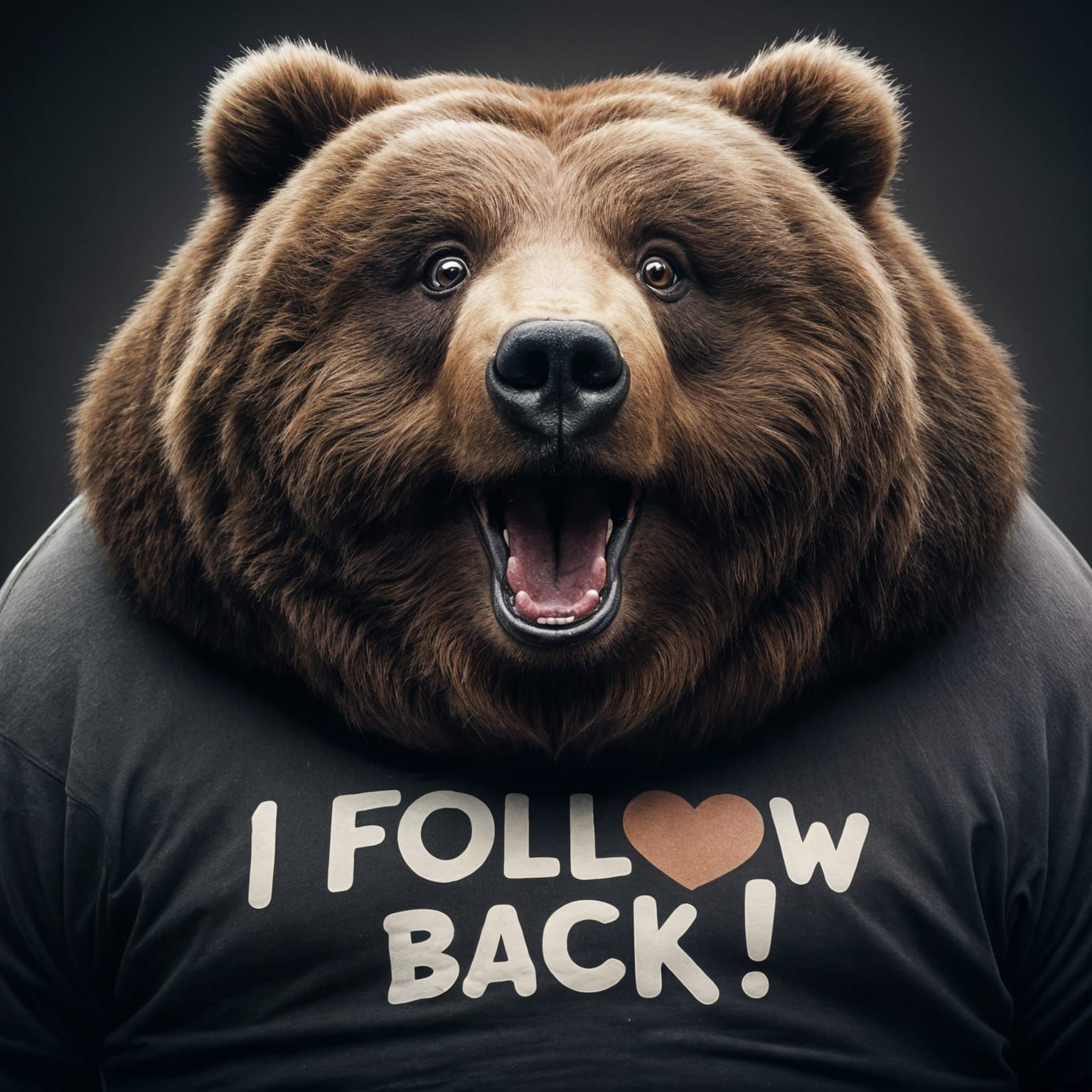 Excited Kodiak Bear in Dark Surroundings