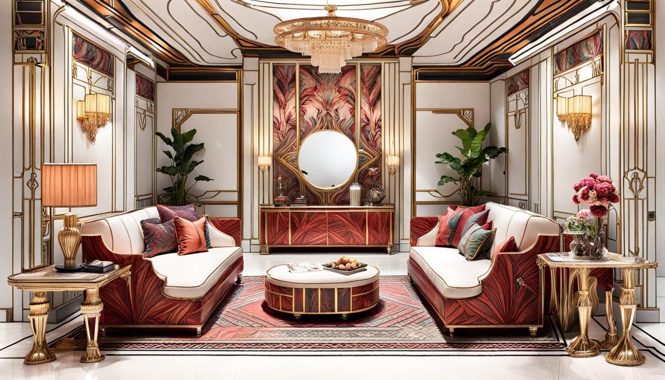 Art Deco Vampire Interior in Dark Fantasy Style