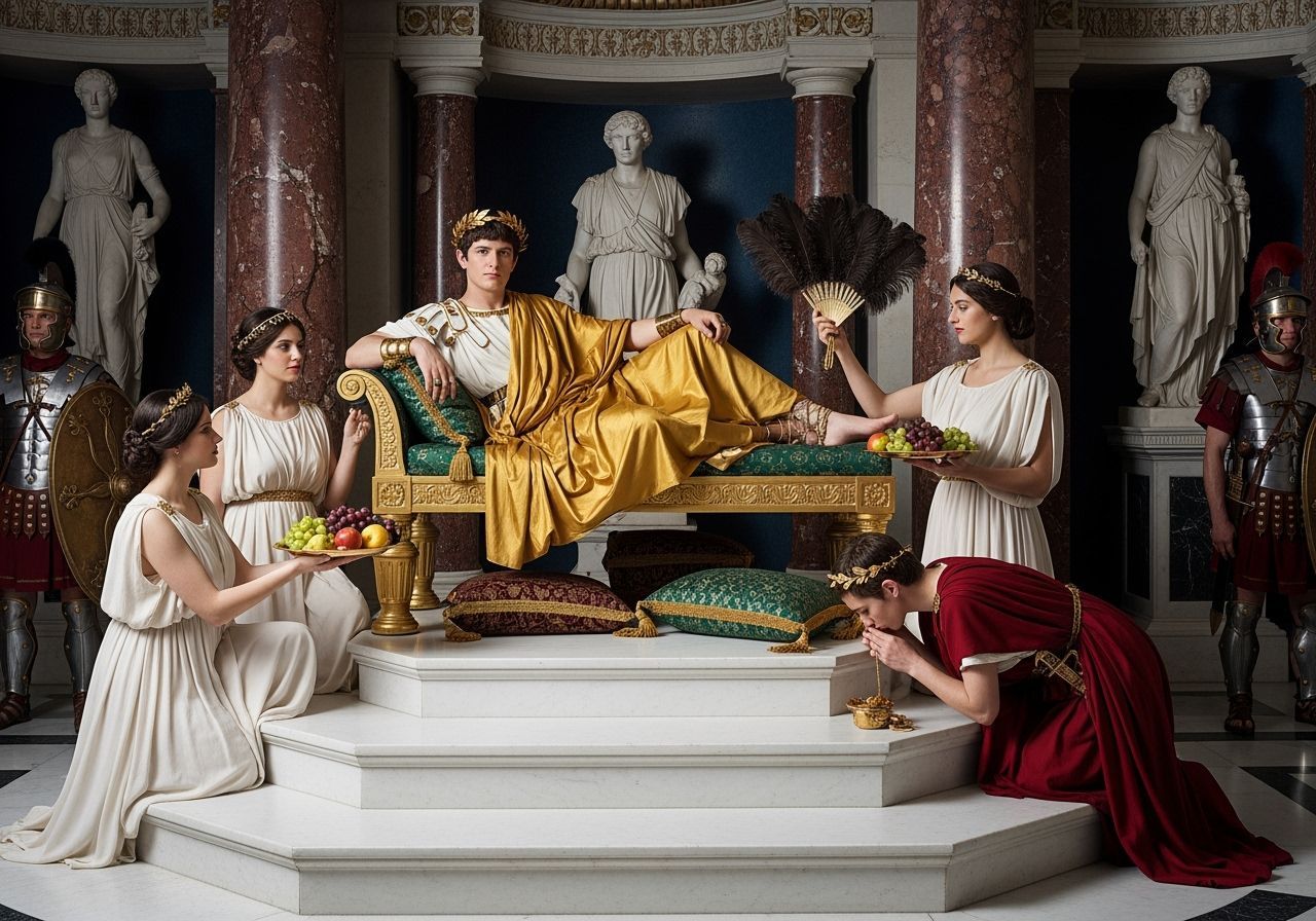Emperor Caligula in Opulent Throne Room