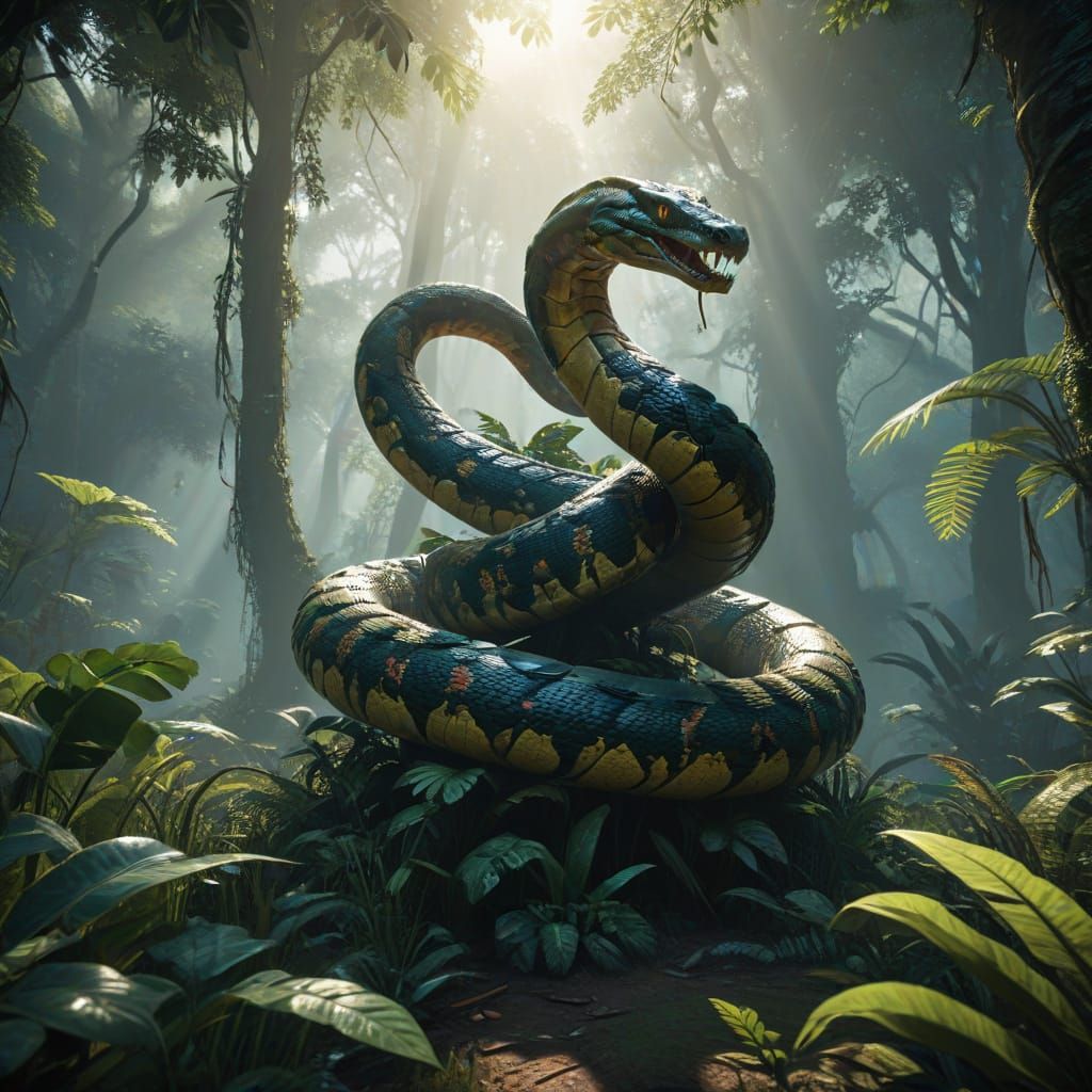 Gigantic Snake Rises in Indian Jungle, Guarded by Naga Bount...