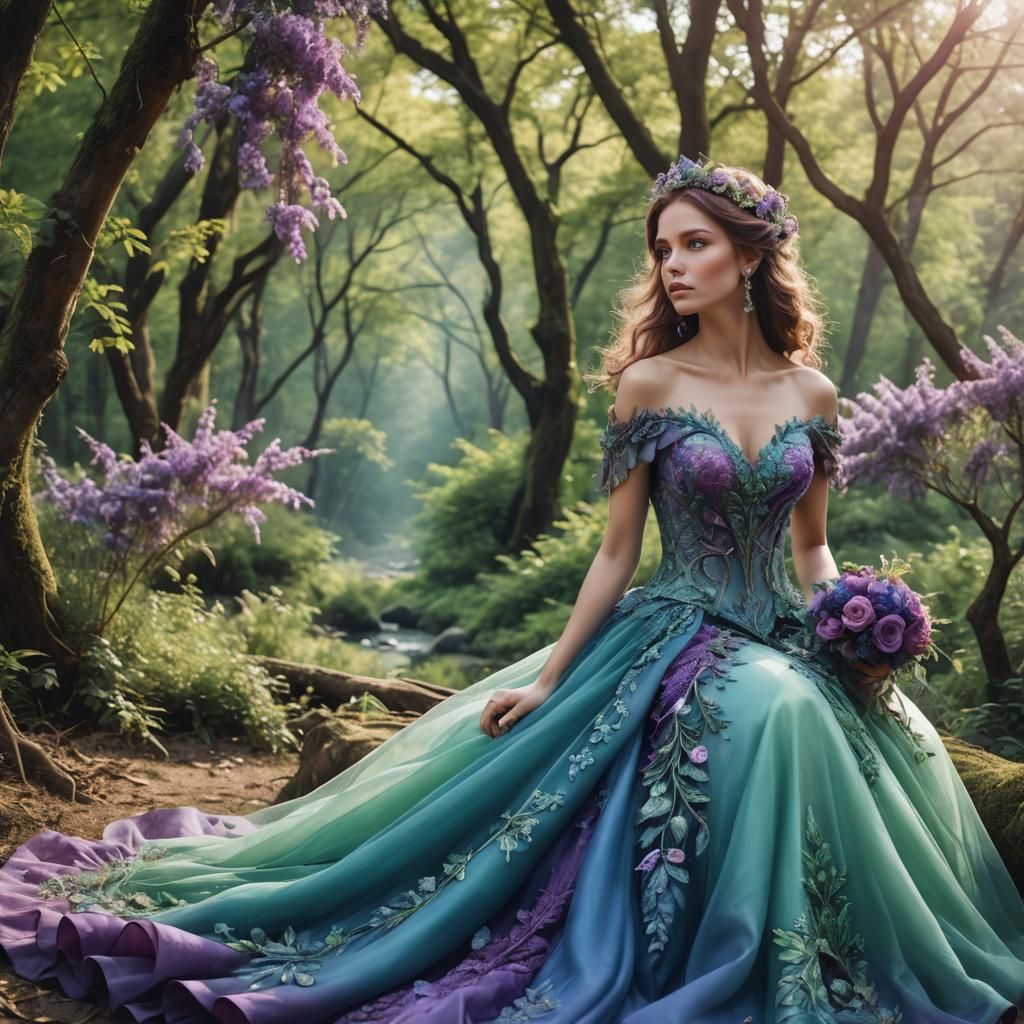 Fantasy Woman in Majestic Wedding Dress
