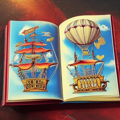 Jewel-Toned Pirate Ship Emerges From Open Book