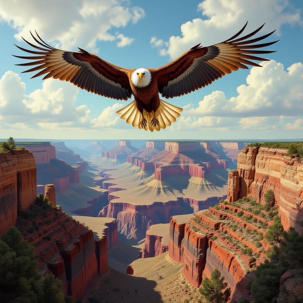 Condor Soaring Over Surreal Grand Canyon: Bosch Style