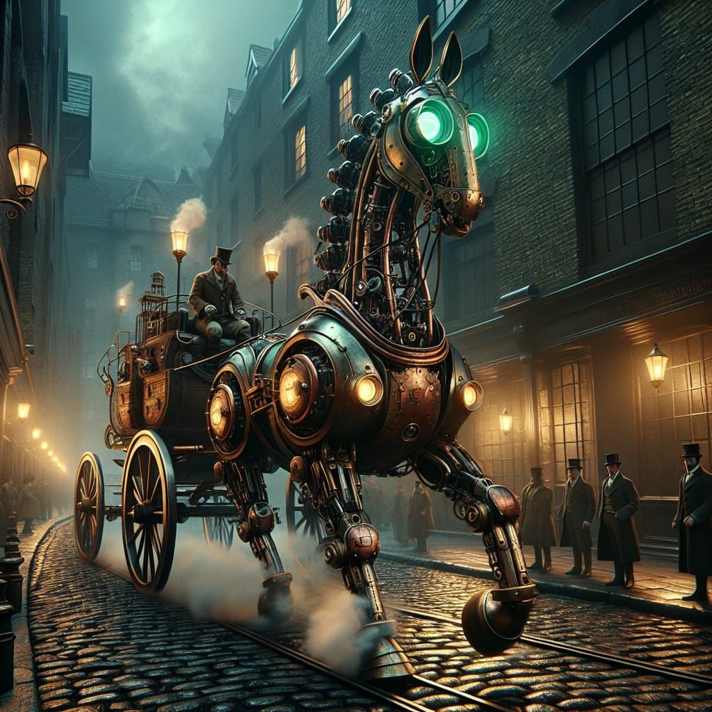 Mechanical Horse Trots Through Old London Streets