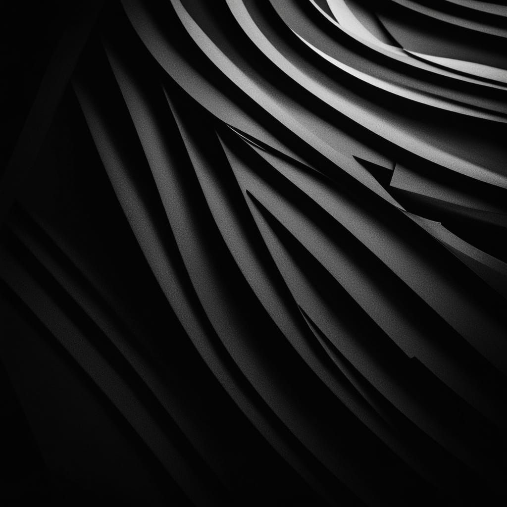 Monochrome Abstract with Geometric Shapes in Film Noir Style