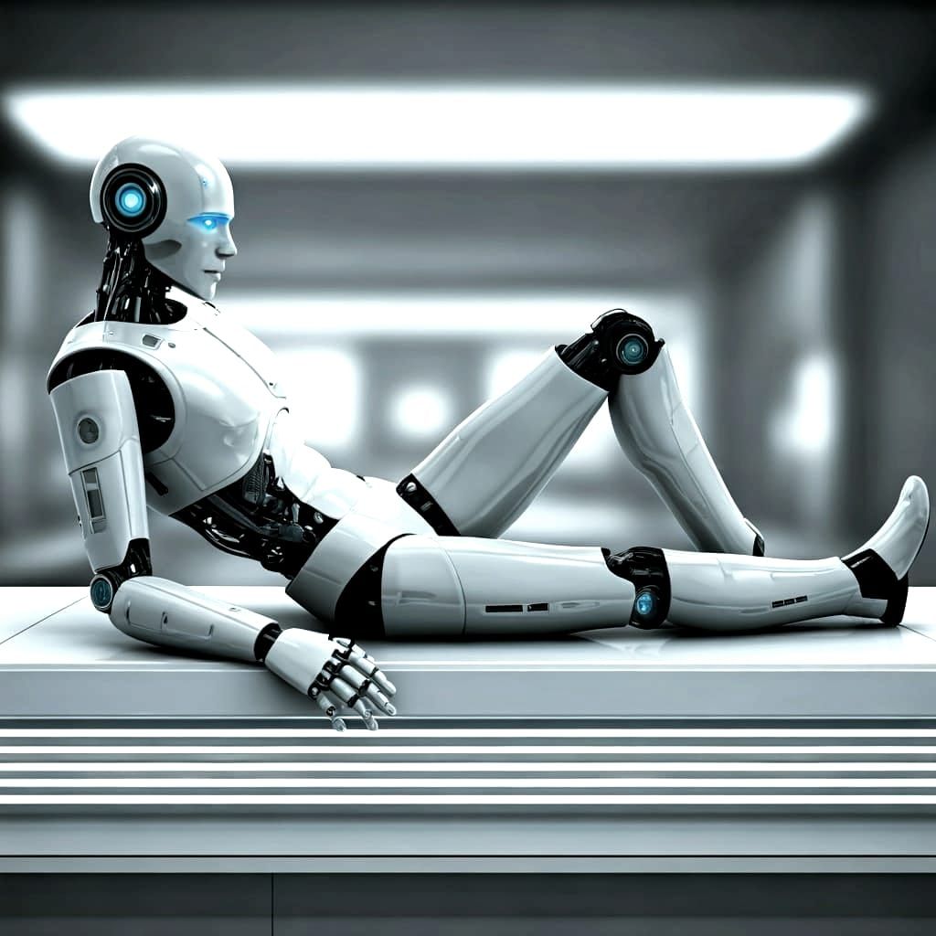 Hyperrealist Android with Selective Blue Color