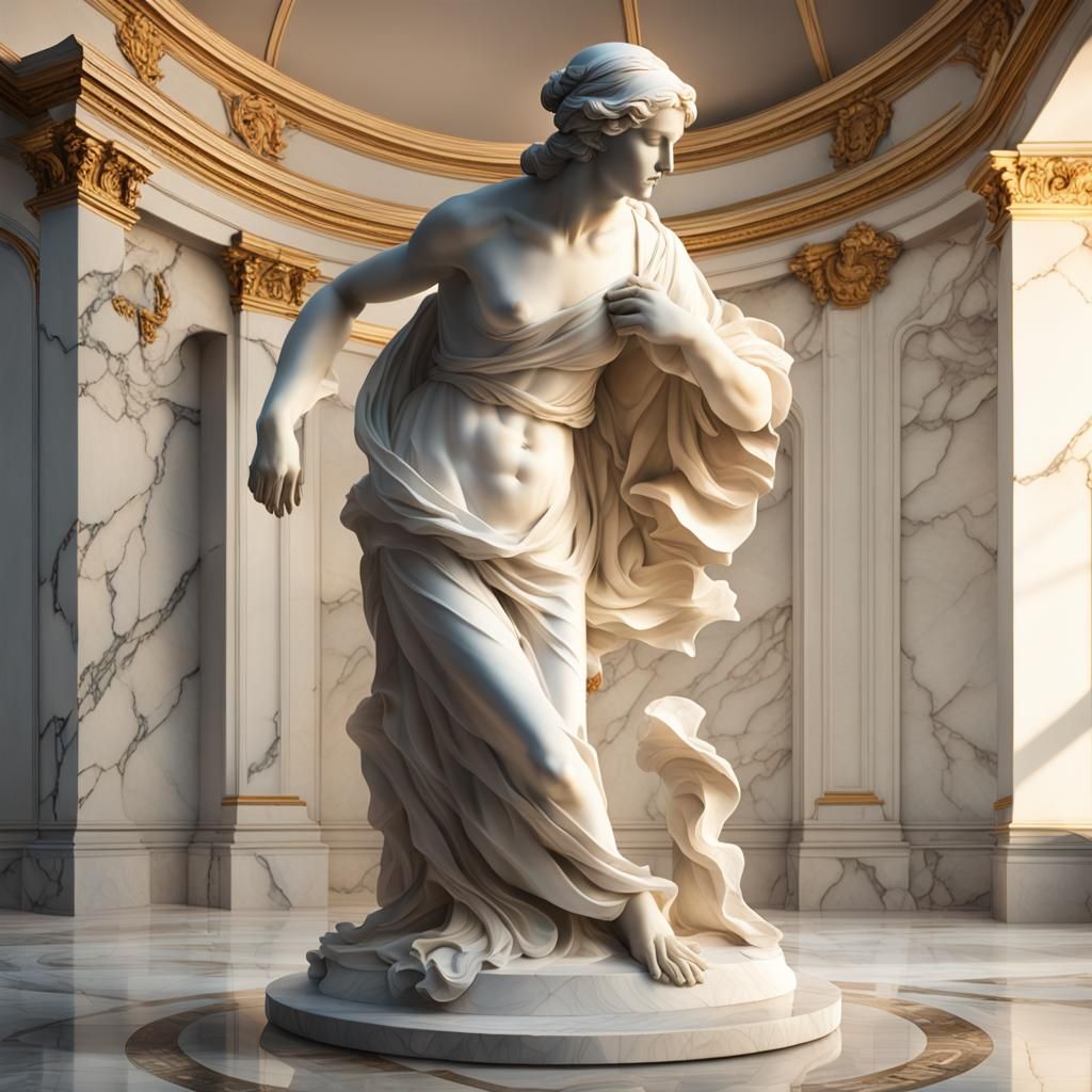 Majestic Marble Statue Inspired by Canova and Botticelli