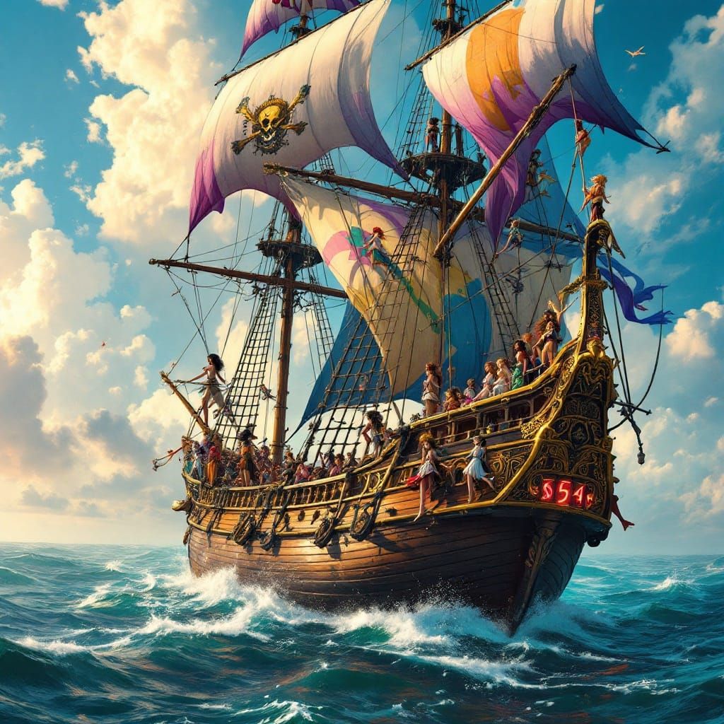 Pirate Ship of Dreamlike Fantasy Concept Art