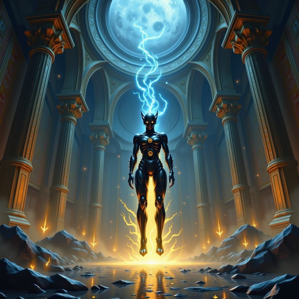 Arcane Roomba Robot in Ancient Chamber