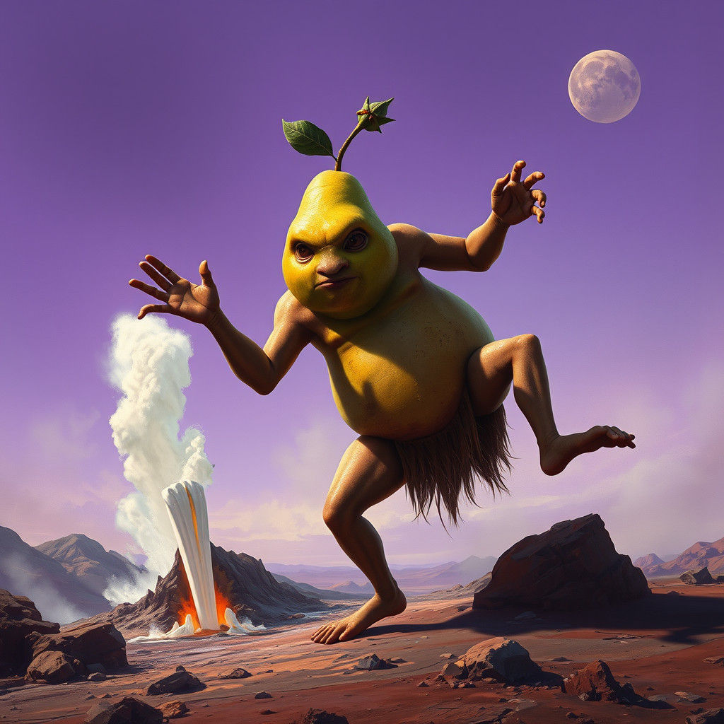 Primitivist Pear Humanoid Dancing by Geyser