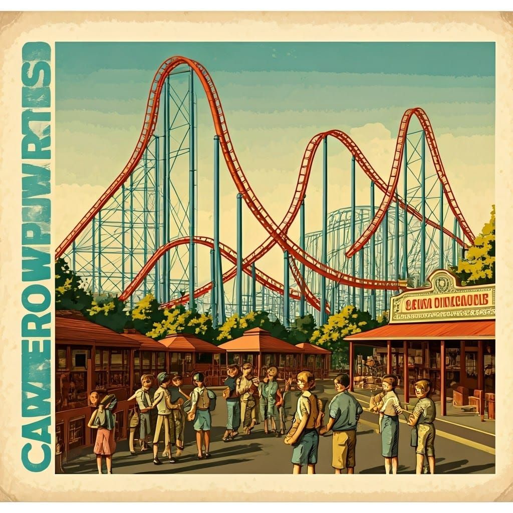 Vintage Carowinds Travel Poster in 1900s Style
