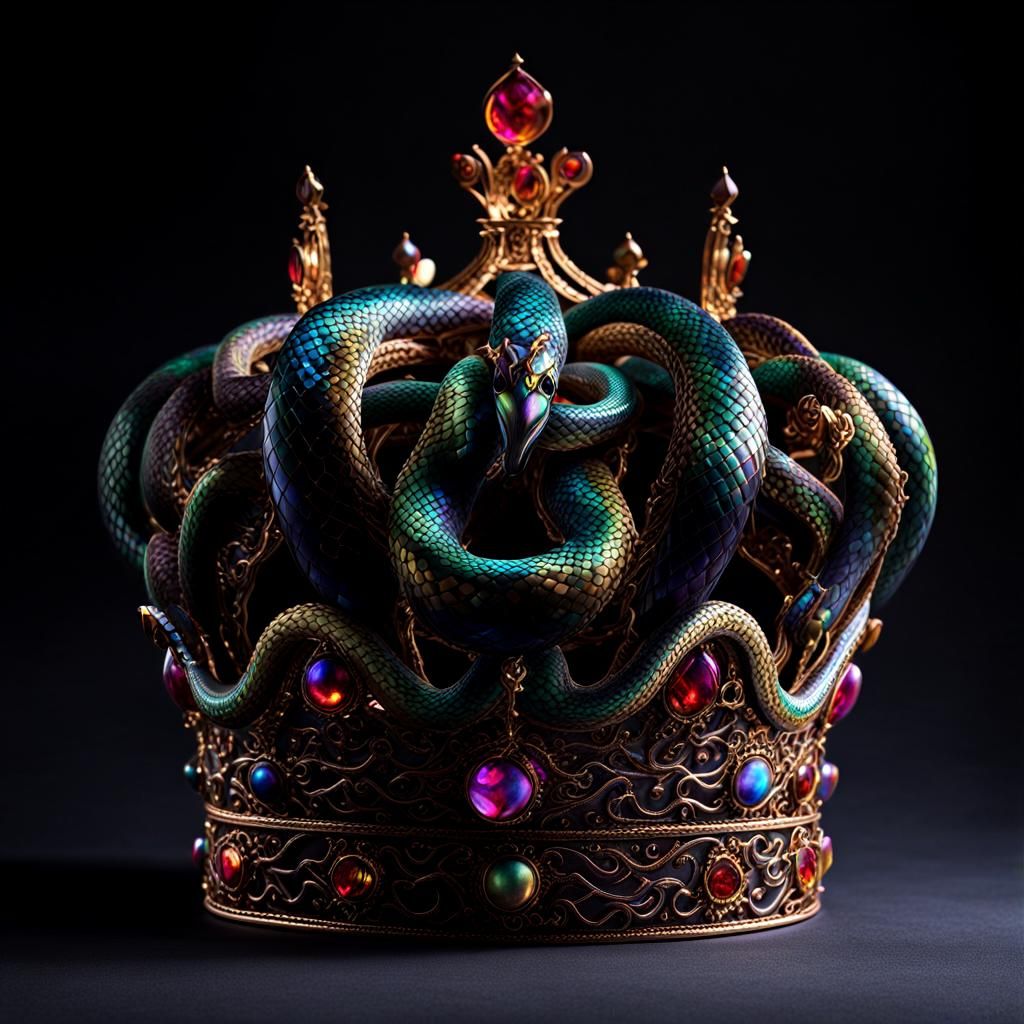 Iridescent Snake Crown in Dreamlike Style