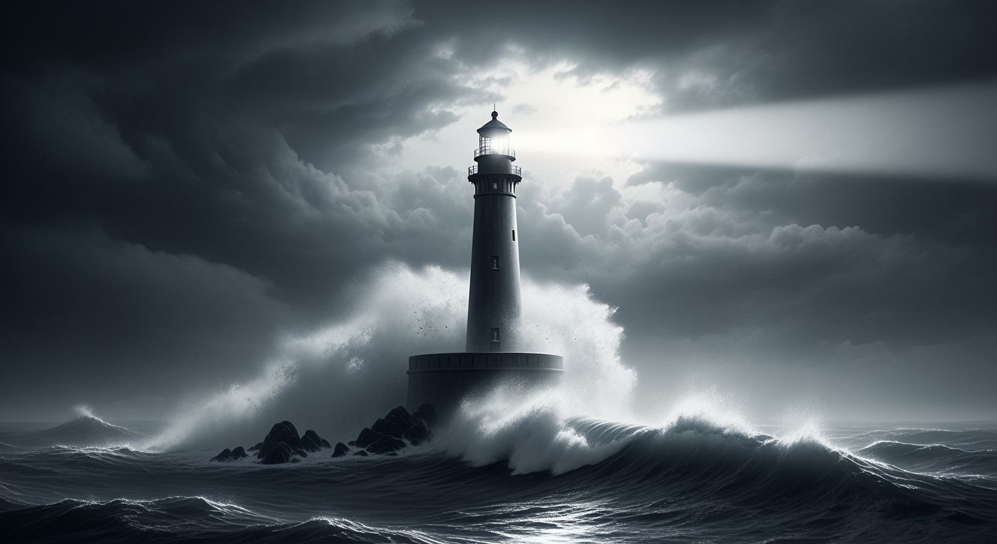 Majestic Lighthouse Braving a Stormy Sea