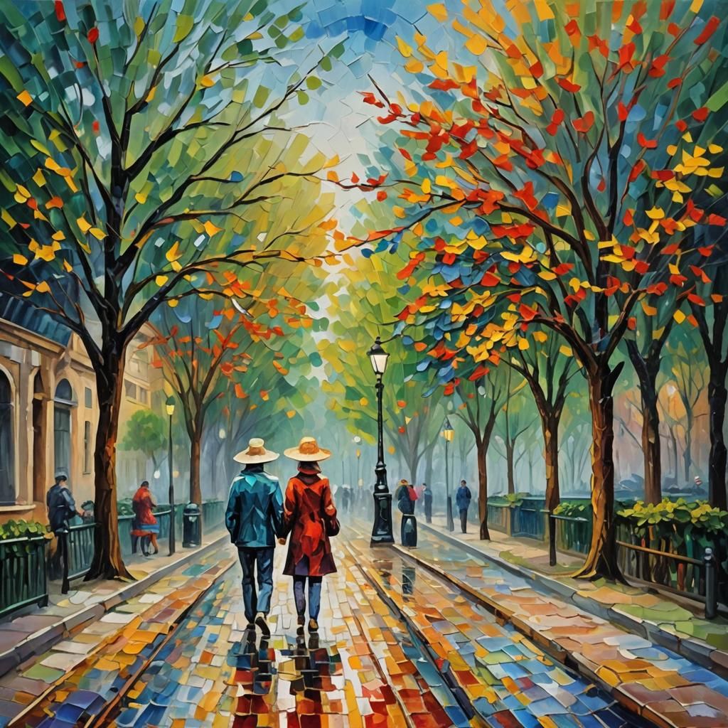 Colorful Textured Oil Painting in Expressionist Style