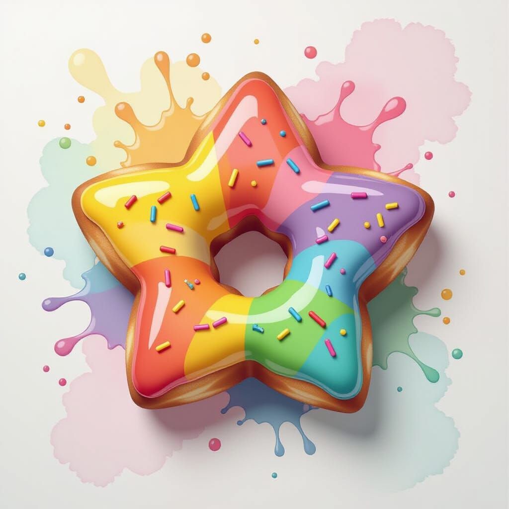 Rainbow Star Donuts with Watercolor Textures