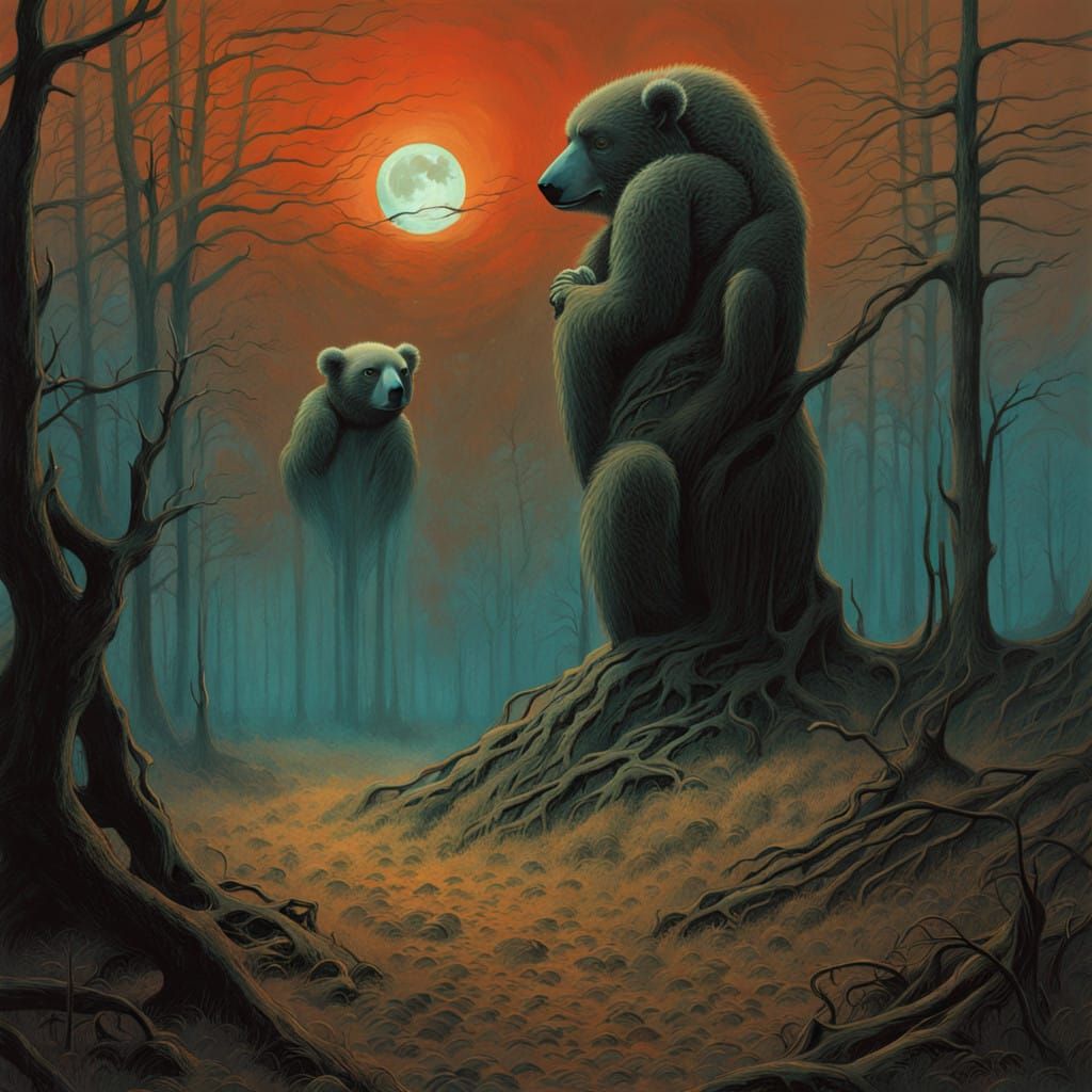 Mysterious Drop Bears in a Haunting Eucalyptus Forest