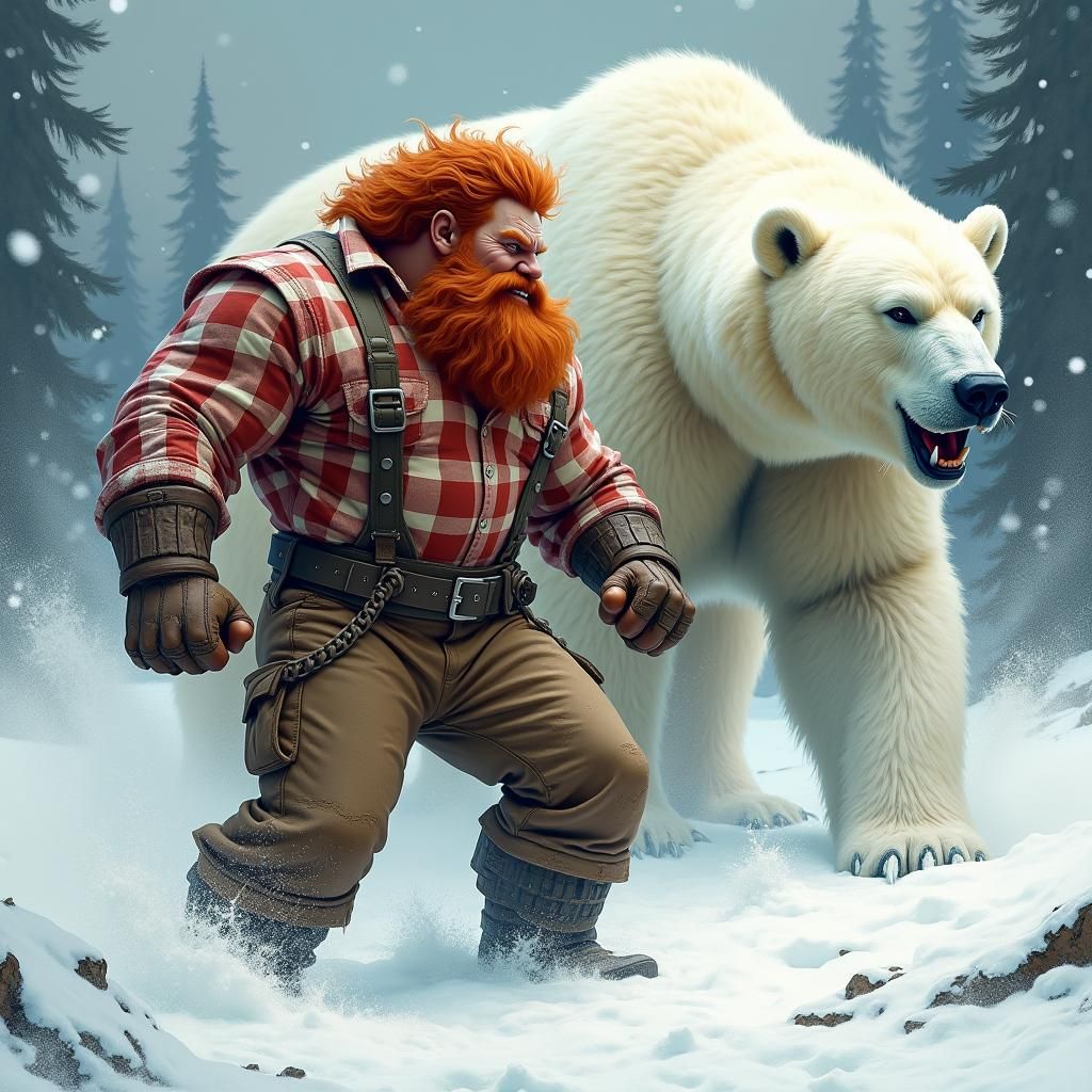Lumberjack Superhero's Icy Battle, Inspired by Rubens