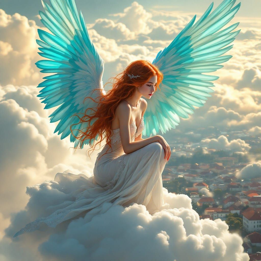 Red-Haired Angel Watching Over Neighborhood