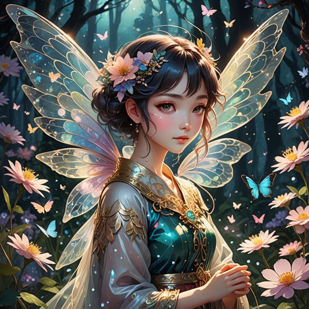 Ethereal Fairies in Whimsical Japanese Art Style