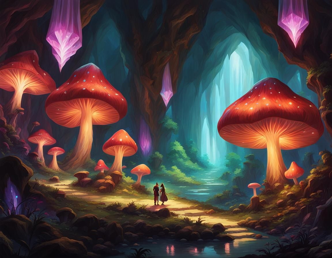 Fantasy Cavern in Magical Art Style